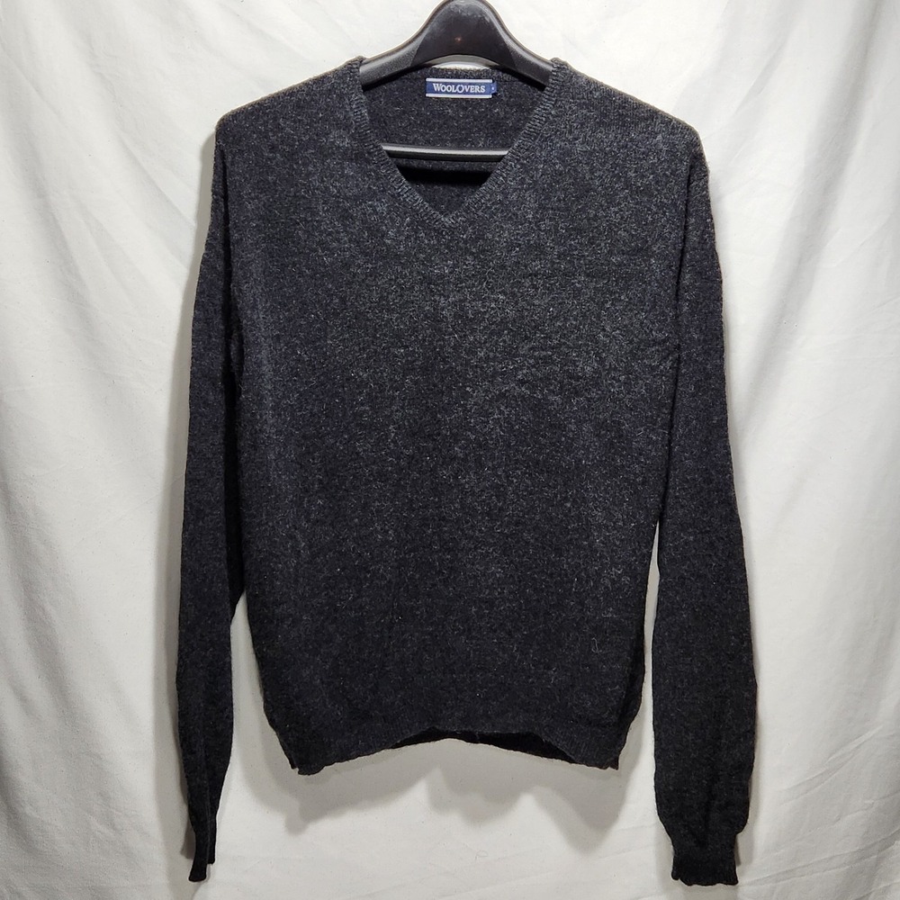 Woolovers Mens Sweater  Pullover‎ Size Medium V-Neck Gray 100% Pure New Wool